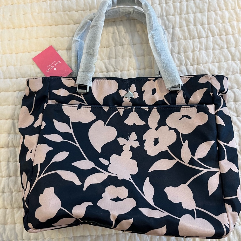 Kate Spade Navy and Pink Floral Shoulder Bag